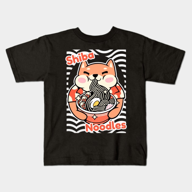 Shiba Noodles With a Ramen Theme for Dog Lover Kids T-Shirt by All About Midnight Co